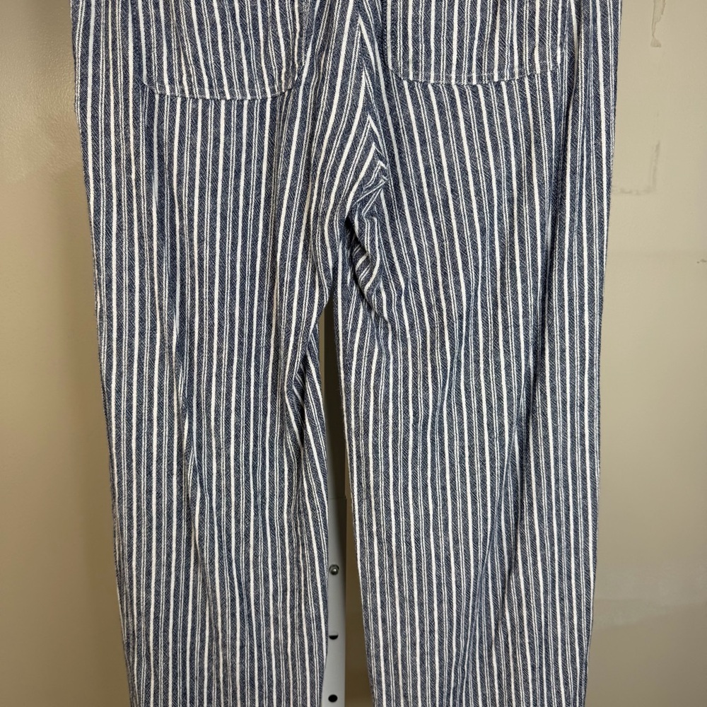 Old Navy blue white striped linen blend pants size medium drawstring wide leg - Picture 6 of 15